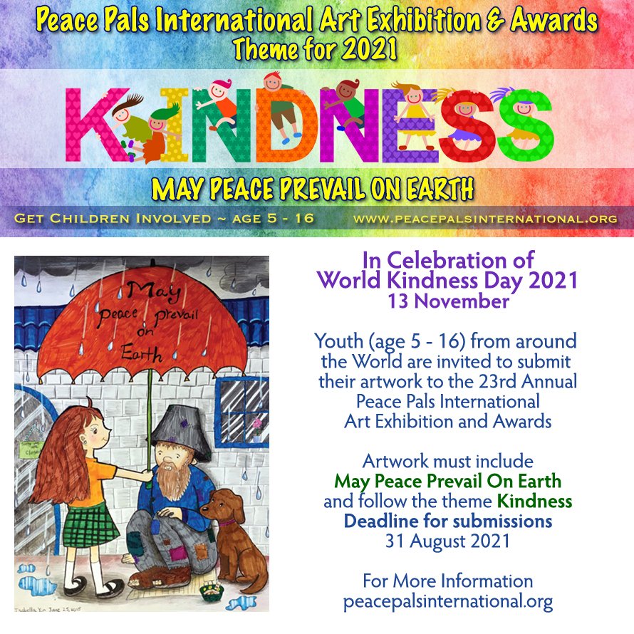 WorldPeaceYouth's tweet photo. Peace Pals International Art Contest ~ Register Now and Think Kindness ??Share with Friends ?? https://t.co/CZpggAa1wQ https://t.co/AcOKBvCRxX