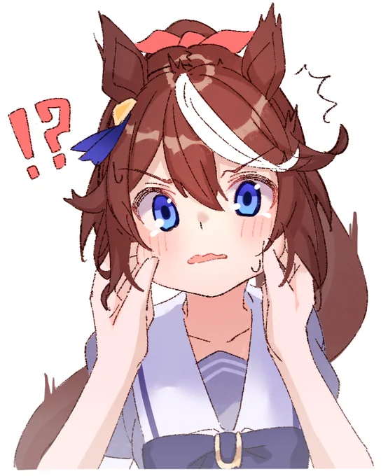 #ウマ娘 
今日のワンドロ 頬引っ張りテイオー 