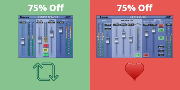 plugindeals's tweet photo. Vote your favorite @sonnoxplugins discount! 🚀
🟩https://t.co/LuOFvVH6Yv
🟥https://t.co/Hxjn6o90hr
@PluginBoutique #sonnox #sonnoxplugins #plugindeals #pluginsales #DTM #DTM https://t.co/RcwXm0oM5G