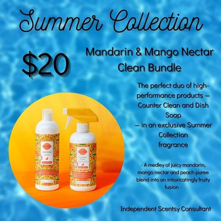 Mandarin and Mango Nectar Clean Bundle 
#scentsy #mandarinandmangonectar #cleanbundle #summercollection