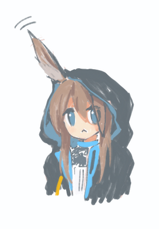 susumuさんのアークナイツ絵チャットに参加しました
ミリしらなので「ケモミミの子フードかぶれなくない?」って思って描いたやつ
ちゃんと穴空いてんですね 