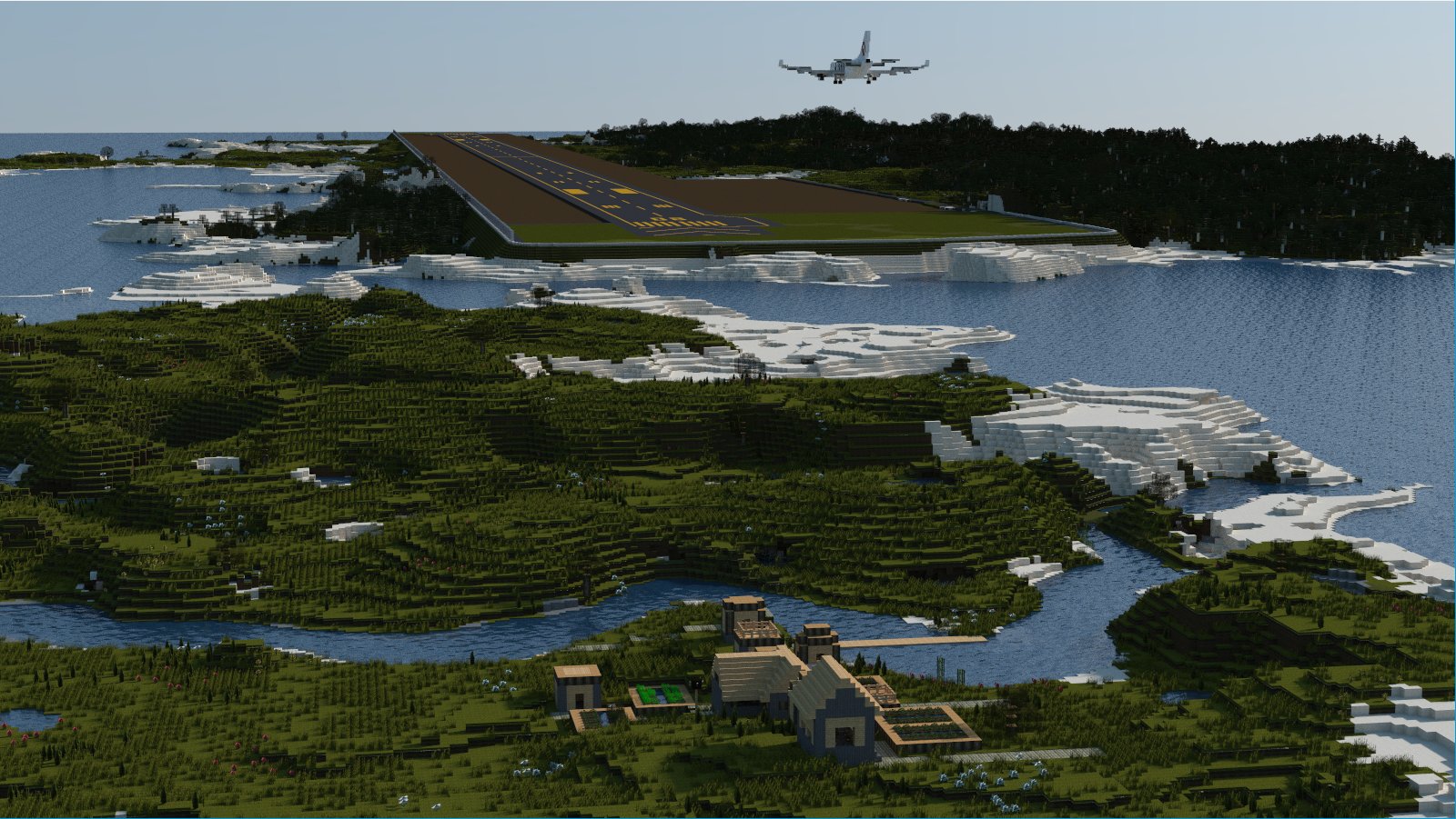 Uzivatel 空港好きのﾏｲﾝｸﾗﾌﾀｰ 関空制作中 Na Twitteru 仕事の繁忙期 落ち着きつつあるので 久々にマイクラ触ったのですが ふと地方空港を作りたいなぁと 大きなバイオームのランダムマップに空港を作れそうないい感じの立地があったので 着手しているところです