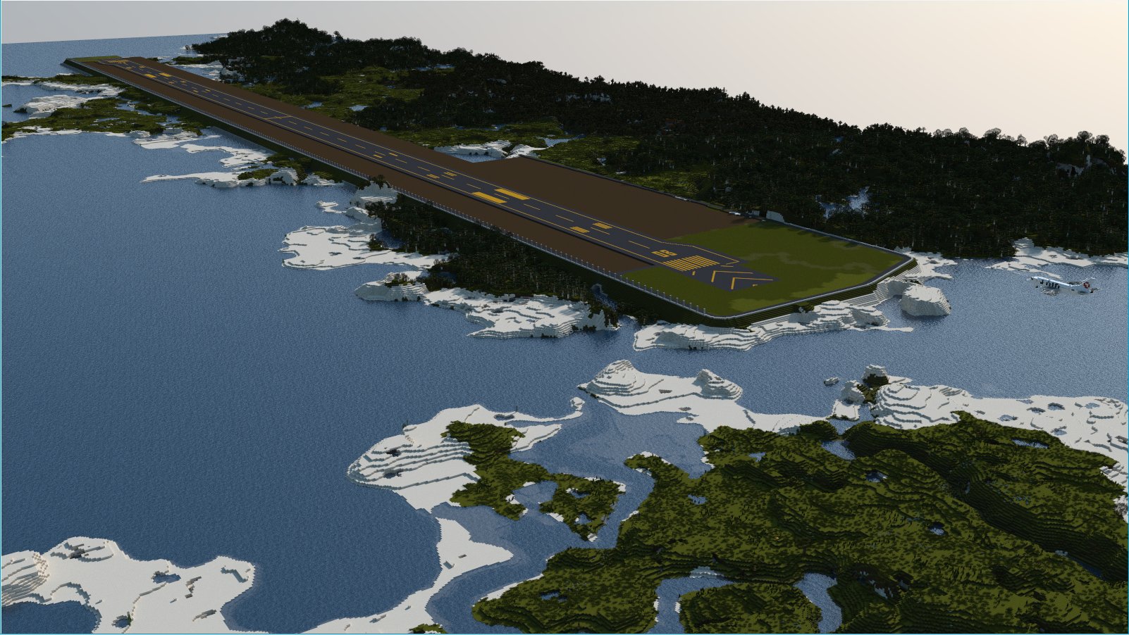 空港好きのﾏｲﾝｸﾗﾌﾀｰ 関空制作中 仕事の繁忙期 落ち着きつつあるので 久々にマイクラ触ったのですが ふと地方空港を作りたいなぁと 大きなバイオームのランダムマップに空港を作れそうないい感じの立地があったので 着手しているところです 滑走路長は