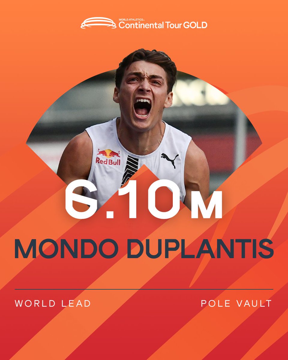 WorldAthletics's tweet photo. Did somebody order a world lead?

@mondohoss600 is back at it again, equalling his indoor mark earlier this year of 6.10m at the @FBKGamesHengelo 🔥

#ContinentalTourGold https://t.co/W68Grp6gcu