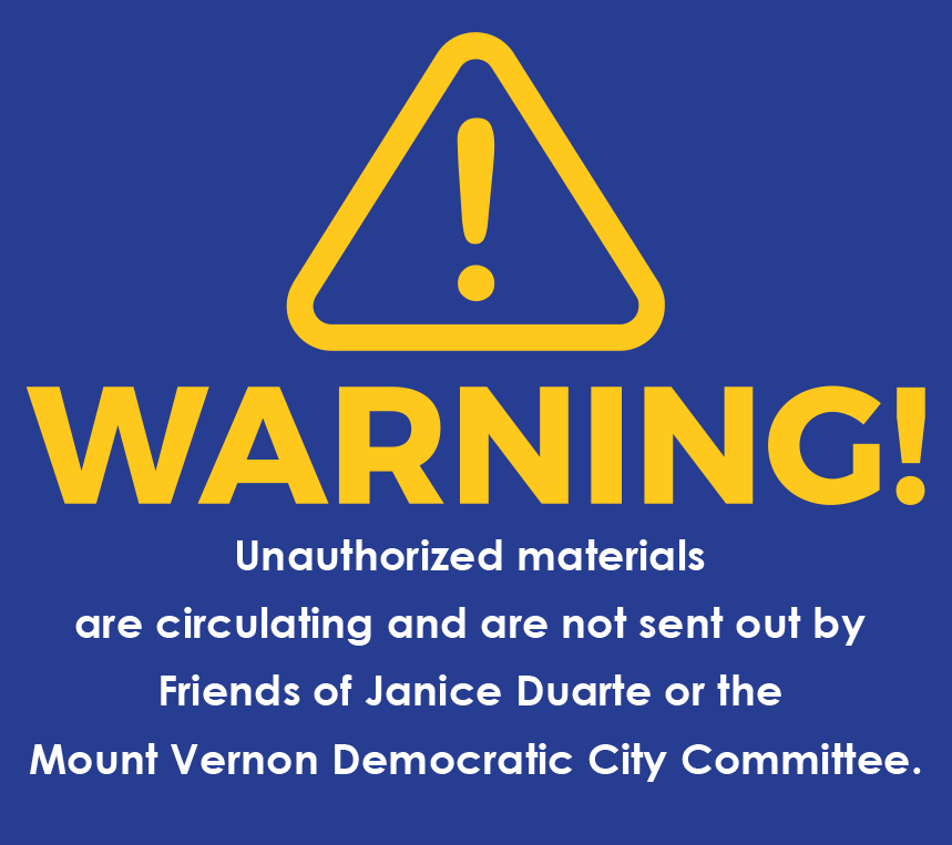 Unauthorized materials are circulating. For clarity’s sake, my running mates are Darren Morton, Andre Wallace and Lauren Carter. Together, we are the endorsed candidates of the Mount Vernon Democratic City Committee.
To learn more go to: ow.ly/FqJ950F3ZtX