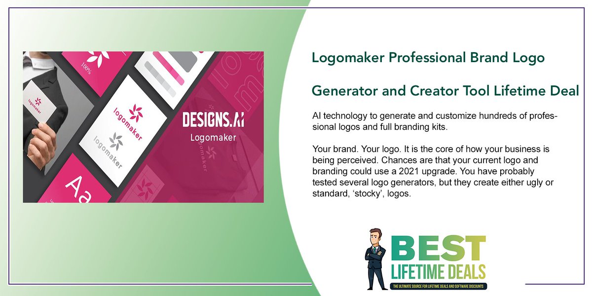 LifetimeDeals_'s tweet image. #Logomaker Professional Brand #LogoGenerator and Creator Tool Lifetime Deal - bestlifetimedeals.com/shop/logomaker… #logos #logomaker #logocreator #customlogo #professionallogo