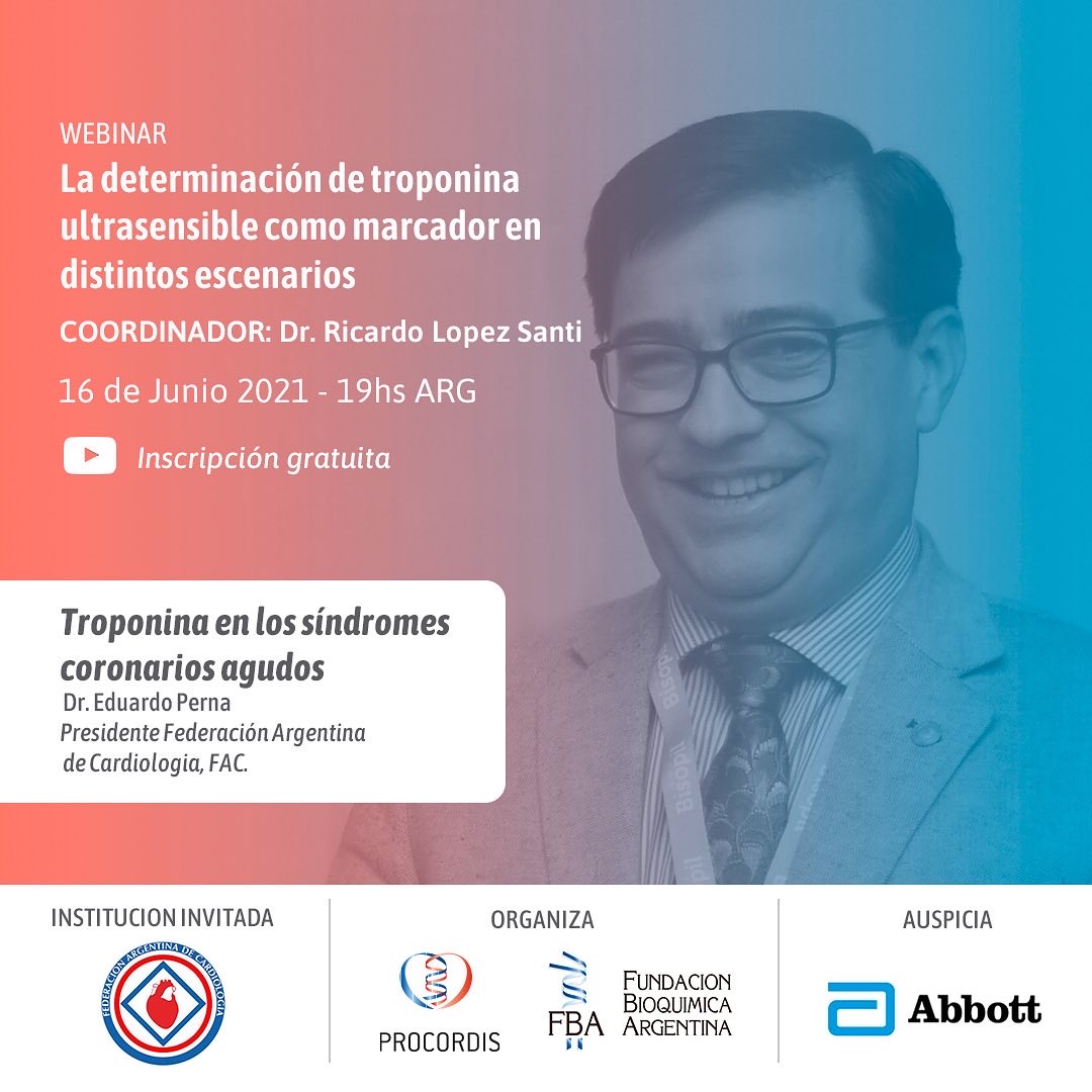 fbioquimicaarg's tweet photo. Nuevo Webinar de FBA, auspiciado por Abbott, sobre: “La determinación de la troponina ultrasensible como marcador en distintos escenarios”
📆16 de Junio, 19 hs ARG
➕ Inscribite en: https://t.co/IOLvWfypgn
#webinar #abbott #procordis #fba https://t.co/8nwhe2UrAD