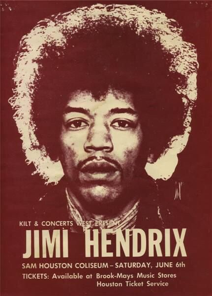Houstorian's tweet photo. Today in 1970, Jimi Hendrix plays the Sam Houston Coliseum, three months before his death. https://t.co/jnnpXQuYHm