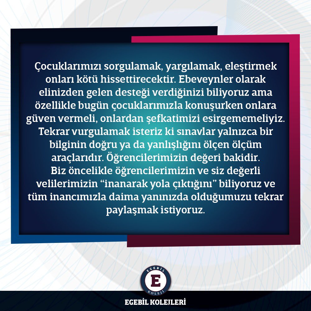 LGS’ye hazırlık sürecinde emek veren tüm öğrencilerimize, velilerimize ve öğretmenlerimize teşekkür ederiz. 

#lgs #sınav #eğitim #psikoloji
