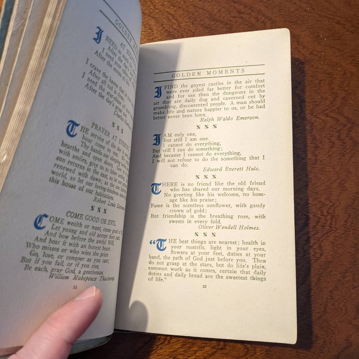 Golden Moments (1913), a small, handbound poetry anthology published by the short-lived Chicago postcard printer Acmegraph Co, which only operated from 1908 to 1918.