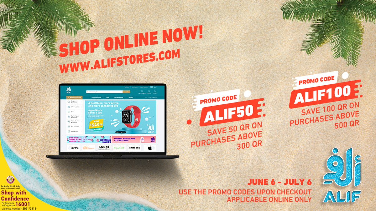 alifstoresqa's tweet photo. Save big with Alif 💰🤑💯

Shop online with “Alif50” or “Alif100” and get the best prices in Qatar at https://t.co/kM8z6diHRt. 💥

#ALIF #ALIFStores #Doha #Qatar #Bookstore #FreeDelivery #QatarDelivery #Megastore #OnlineShopping #OnlineShoppingQatar #Technology https://t.co/uqQOZLDgJv