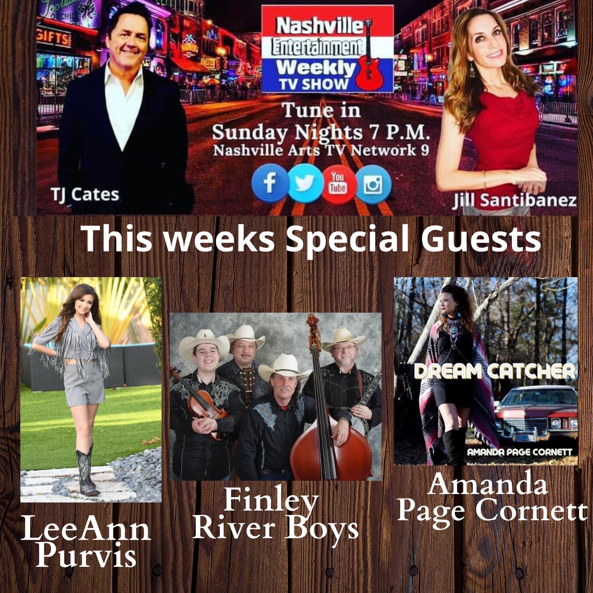 TUNE IN TO NECATNETWORK.ORG <a href="/NECATNetwork/">NECAT</a> AT 7PM CST TODAY, JUNE 6TH TO WATCH OUR #TV #SHOW <a href="/NashvilleWeekly/">NashvilleWeekly</a> WITH #GUESTS <a href="/LeeAnnPurvisMus/">LeeAnn Purvis</a> Finley River Boys &amp; <a href="/amandapcornett/">Amanda Page Cornett</a> !
#HOSTS <a href="/JillSantibanez/">Jill Santibanez</a> &amp; TJ Cates! 📺🎶

<a href="/NEWRMusic/">NEWRMusic</a> <a href="/NashEWeeklyPR/">NashvilleEWeeklyPR</a>
