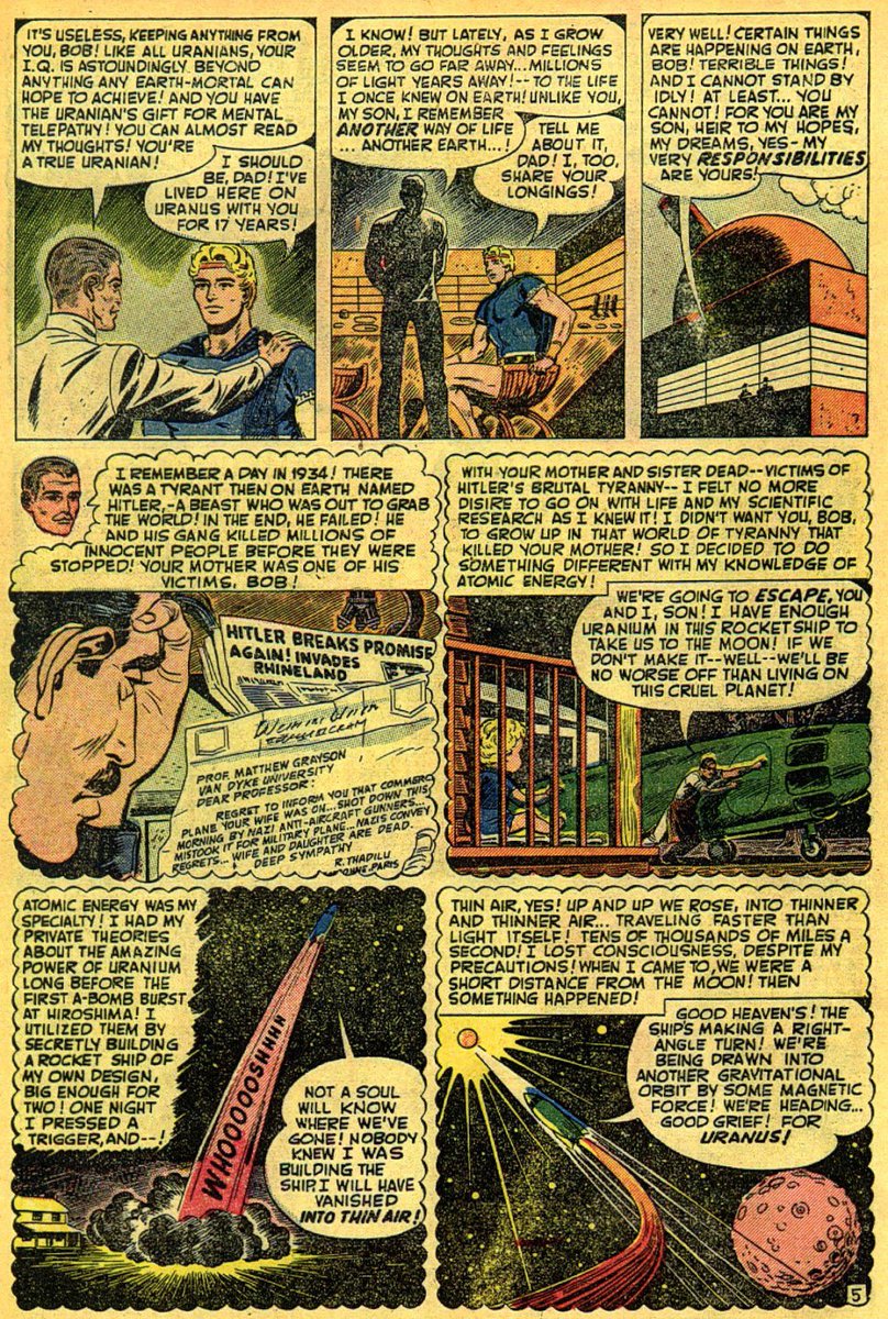 dano_cosmic's tweet photo. Fascinating to look way back when #BobGrayson and father traveled to Uranus, met up with who we now know were #Eternals of Uranus. Bob got the #QuantumBands and became #MarvelBoy. Later #WendellVaughn got the bands and became #Quasar (see below tweet as well)...
✨
1 of 2 https://t.co/se1TqjN0aI