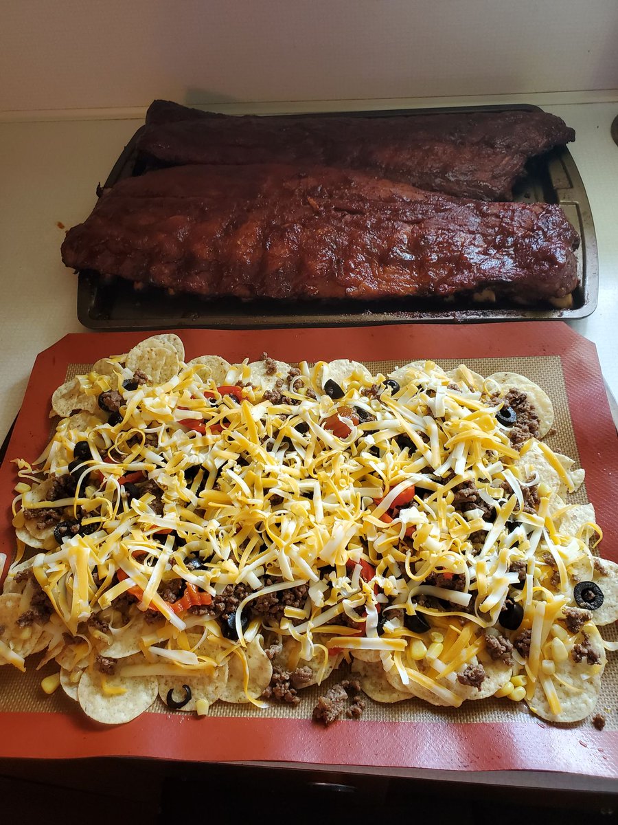NerdyNessa88's tweet photo. Can you guess who is the (Gochujang) Rib Master and who is the Nacho Master in our household? @troytlekat  #ribs #bbq #loadednachos #ribmaster #nachomaster https://t.co/JCMRCofclF