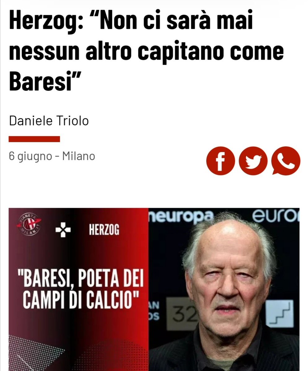 Io vivo in un mondo in cui Werner Herzog elogia Baresi e mi lamento pure.
pianetamilan.it/news-milan/int…