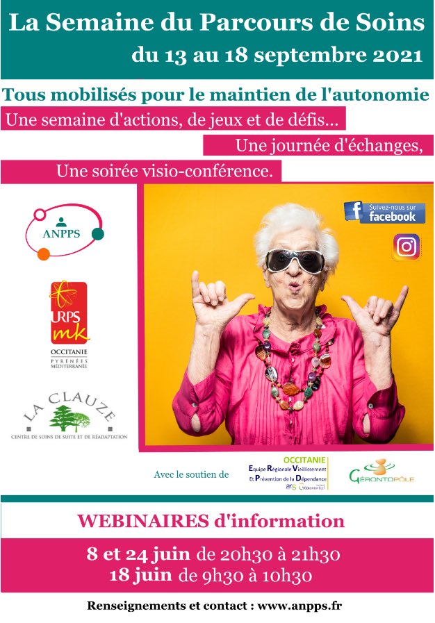 La semaine du parcours de Soins se déroulera du 13 au 18 septembre en Occitanie ! 

Toutes les infos ici : anpps.fr