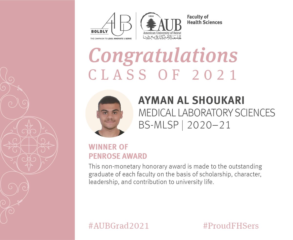 Congratulations to FHS undergraduate awardees! #AUB #FHS #AUBGrad2021 #ProudFHSers @AUB_Lebanon @fhschapter @AUBDeltaOmega @AUBAlumni