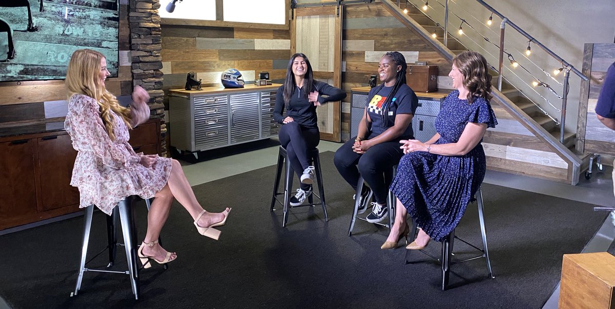 kaitlynvincie's tweet photo. A conversation with @HailieDeegan @Mindless_BMD &amp; @EarnhardtKelley — learned a lot from these three women that day. 

Feature airing on #RaceDay now on @FS1 https://t.co/ybeRlI7rZP