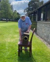 And the hooter goes to start the Nethy Bridge Village Texas Scramble at Abernethy Golf Club.  A lovely day for a round of golf with friends.