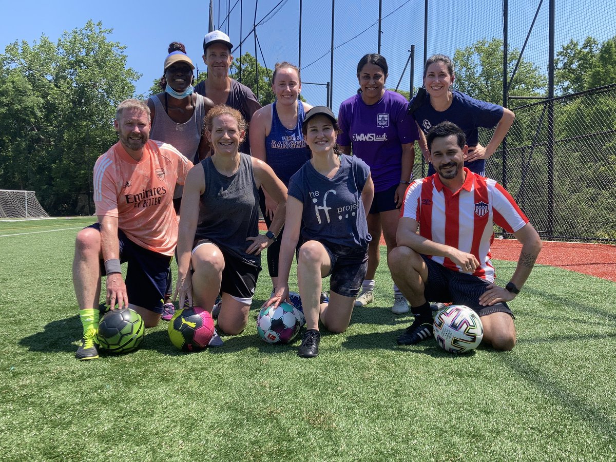 StoddertRec's tweet photo. #SunnySoccer with the Spring Adult Clinic with @StoddertSoccer #AdultsPlayToo. Not telling their ages, but they all play well! https://t.co/1uKwerswkE
