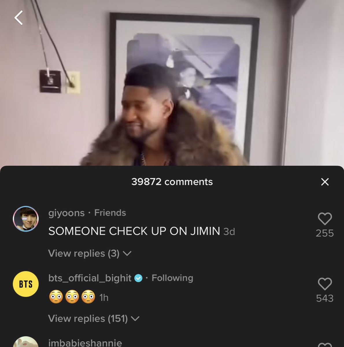 BTS COMMENTED MEANING JIMIN HAS SEEN THE USHER TIKTOK