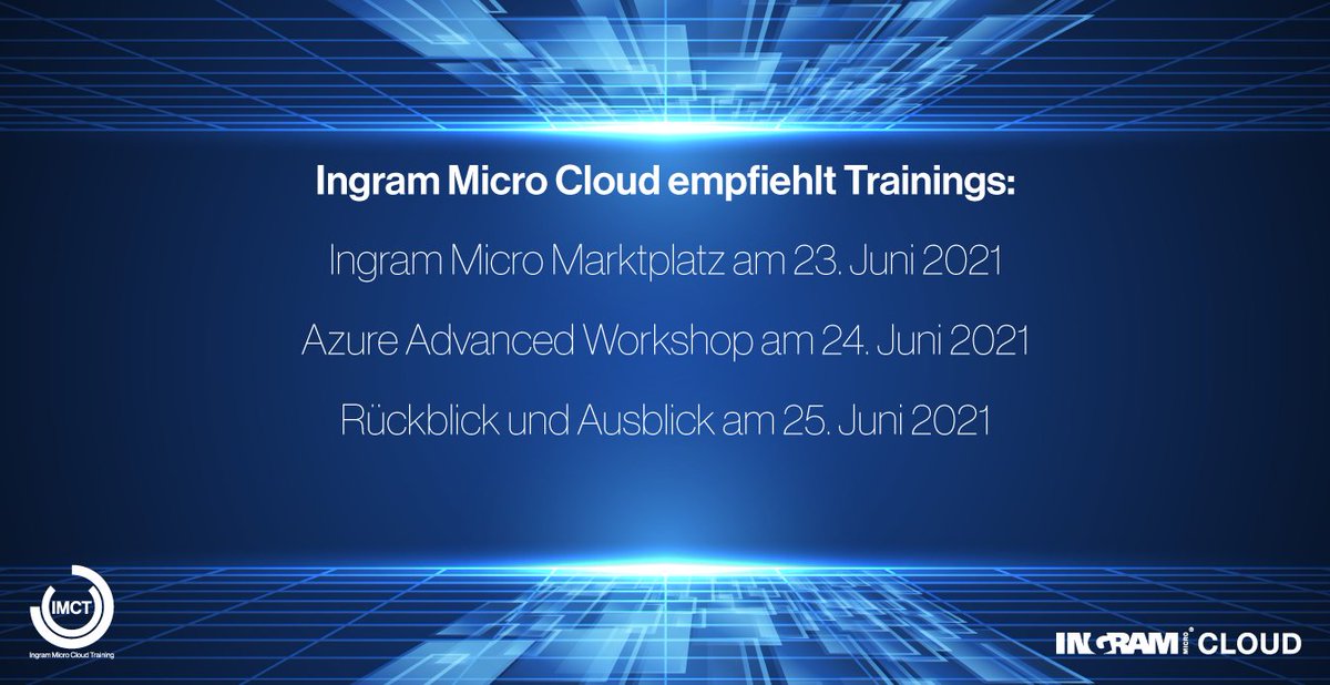 Diese Woche empfehlen wir folgende Trainings! 

Für weitere Infos und Anmeldung schauen Sie auf unserer Webseite vorbei: 
ingrammicrocloud.com/ch/de/events/

#Trainings #Events #moreasaservice #powerofmore #ingrammicro #ingrammicrocloud #cloud #IMC #onestopshop #Microsoft
