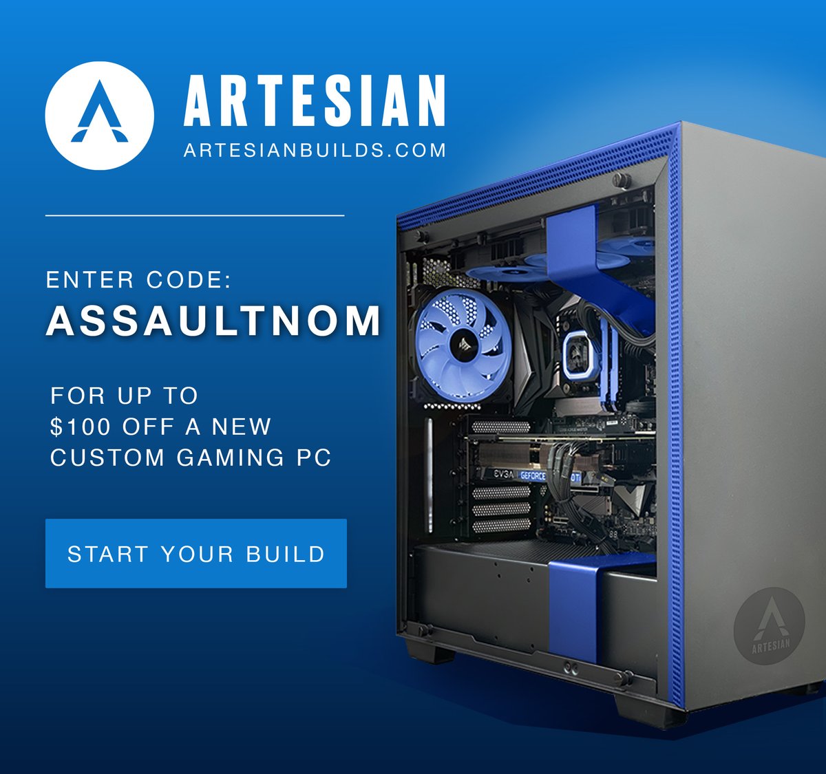 Assaultnom's tweet photo. I am a happy customer with one of their Artesian Apex Series gaming rigs, but now I get a better opportunity to spread the good word of Artesian's excellent work! I am happy to announce that I am now an ambassador with @ArtesianBuilds! https://t.co/s8Cm1WM7Av