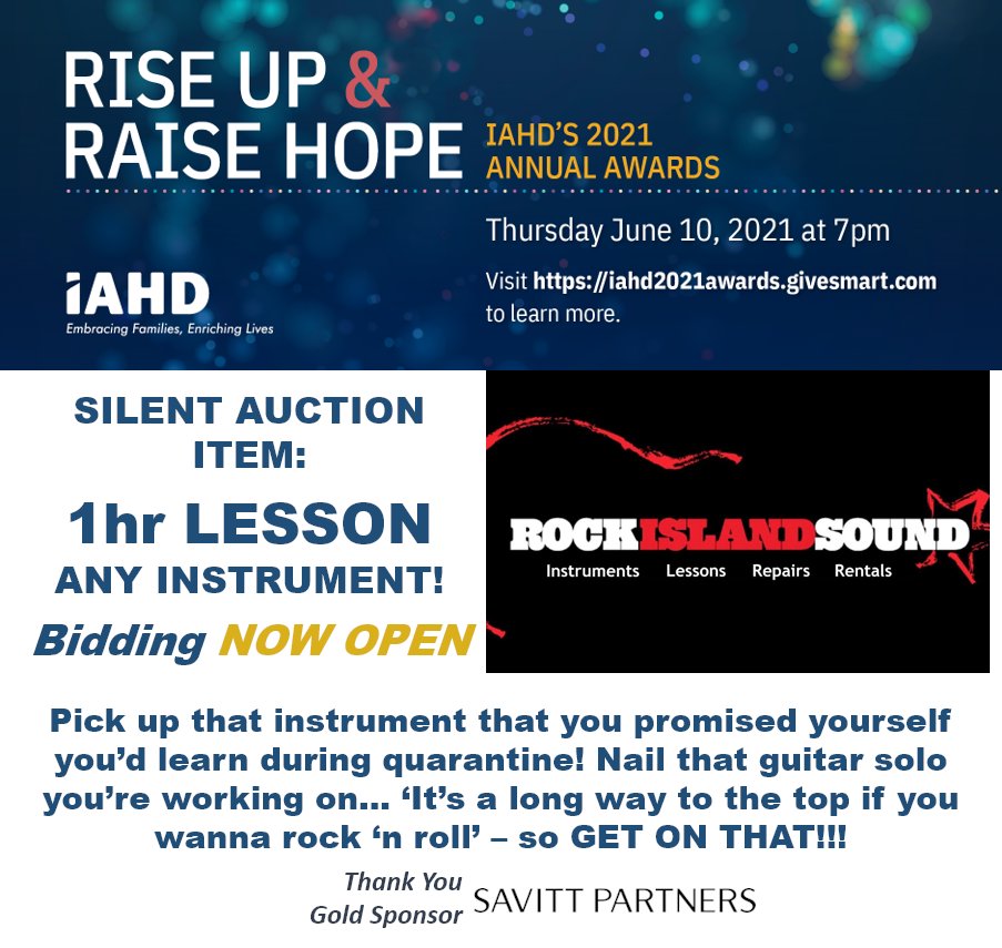 Pick up that instrument you've been meaning to and BID on a FREE LESSON with a local pro!!! Did we mention... ANY INSTRUMENT?
iahd2021awards.givesmart.com
#love #life #gratitude #iahdstrong #supportnonprofits #rockislandsound #essentialworkers #disabilitiesawareness #iahdstrong