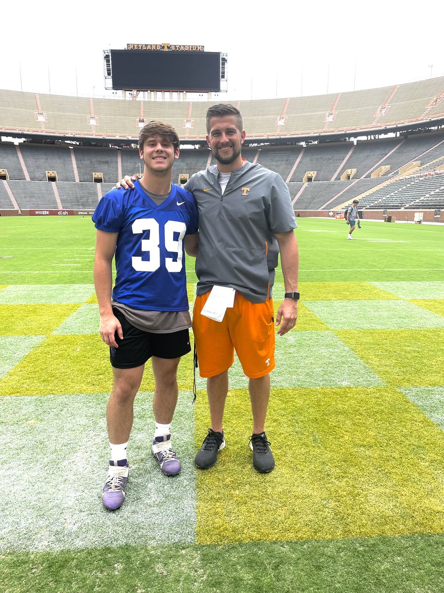 Lane1Colby's tweet photo. Had a great time today @Vol_Football specialist camp glad to come out and compete and meet some of the volunteer family @CoachEkelerUT @coachjbronowski @Coach_Blocker @coachjoshheupel https://t.co/FSTCDDhCih