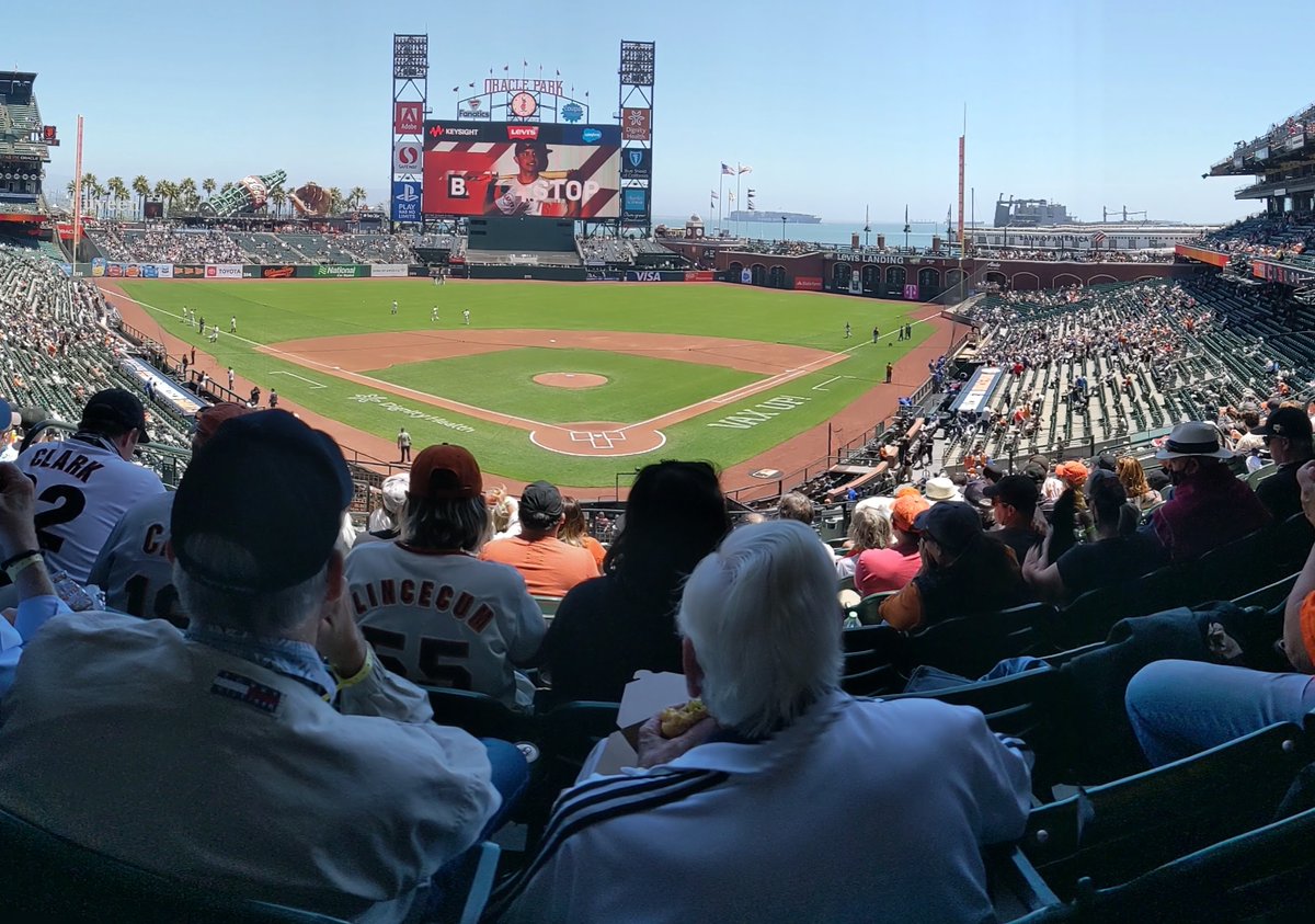 laneyoung's tweet photo. I don’t know if I have ever been at such an empty Park at first pitch. It’s very weird. Being around so man other people? Also weird. https://t.co/d5xje99kSp