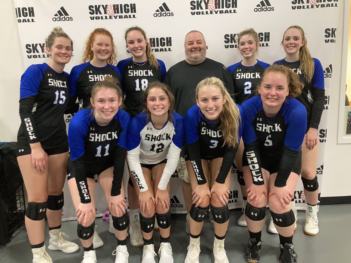 pie12's tweet photo. Productive weekend of volleyball this weekend. Shock 17UA went undefeated, 6-0, for championship of Sky High National Warm-Up. @laurakaiser24 moved back to middle & brought some strong net play & nasty serves. Whole team stepped up today! #ShockStrong #NationalsNext 🏐 https://t.co/7gw3bGcVLS