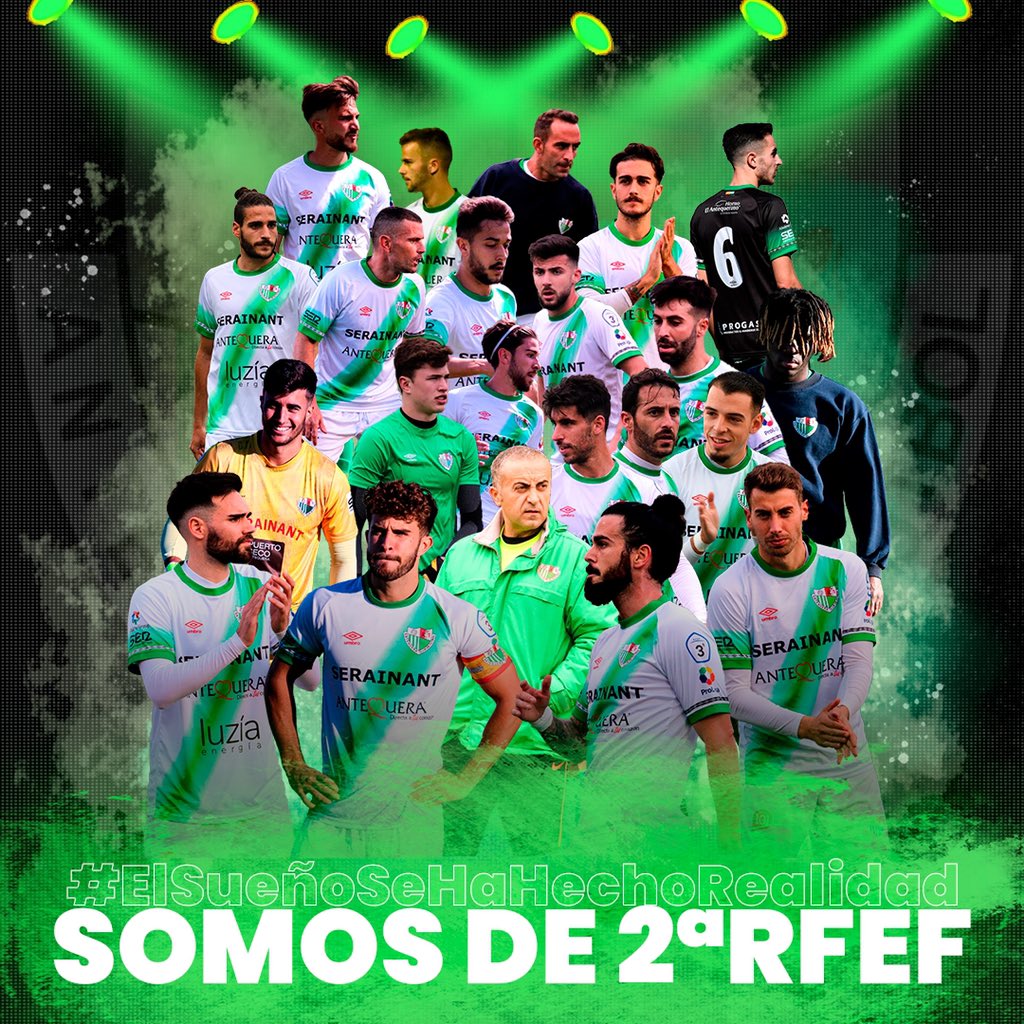 AntequeraCF's tweet photo. ⏱ 120’ | 1-0 | ¡¡¡FINAAAAAAAAAAAL, FINAAAAAAAAAAAAAAAAAAAAAAL, FINAAAAAAAAAAAAAAAAAAAAAAL!!!

¡¡¡SOMOS DE 2ª RFEF!!! ¡¡¡EL SUEÑO SE HA HECHO REALIDAD!!!

#ElSueñoSeHaHechoRealidad #AntequeraMalagueño ⚪️🟢 https://t.co/5ajGaoF0Rq