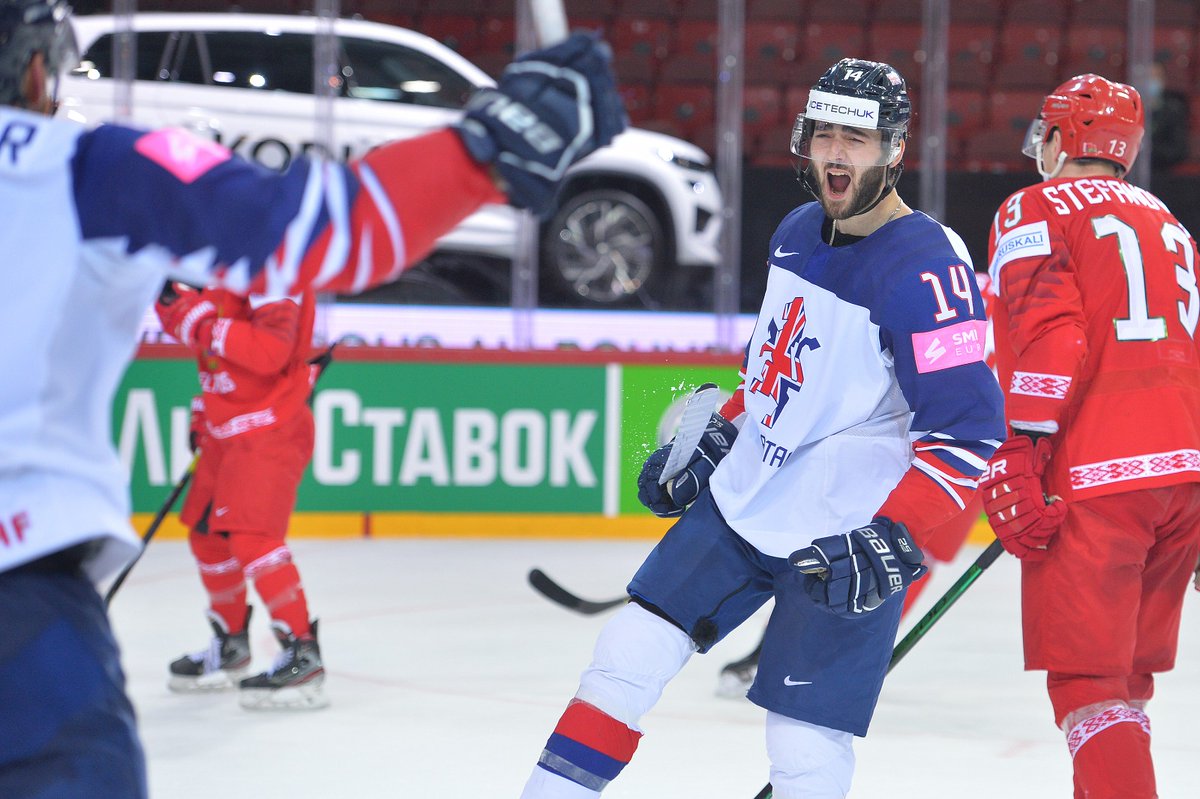 TeamGBicehockey's tweet image. Congratulations to our very own GB forward Liam Kirk @kirky_1424 who has finished as joint-leading goalscorer at year's World Championship. The 21-year-old scored seven goals in seven matches, which was the same tally as Canada's Andrew Mangiapane.

🇬🇧🇬🇧

icehockeyuk.co.uk/2021/06/06/kir…