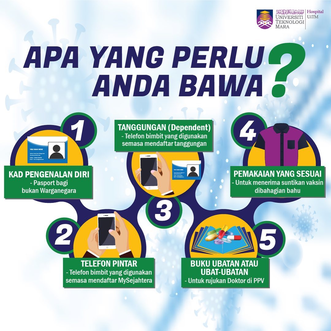 uitmofficial's tweet photo. Perhatian kepada penerima suntikan vaksin.
Apa yang anda perlu ambil maklum sebelum ke Pusat Pemberian Vaksin?
#uitmprihatin
#kitajagakita
#ppvuitm
#vaksin
#uitmdihatiku https://t.co/GWqyuCXxKv