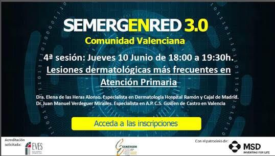SEMERGEN_CV's tweet photo. 🔜 Jueves 10 Junio a las 18:00
4ª sesión #SEMERGENRED desde https://t.co/p1FTRXMElz
💻Lesiones dermatológicas más frecuentes en Atención Primaria.
Dra. Elena de las Heras
Dr. Juan Manuel Verdeguer https://t.co/Fhj8znmMDv