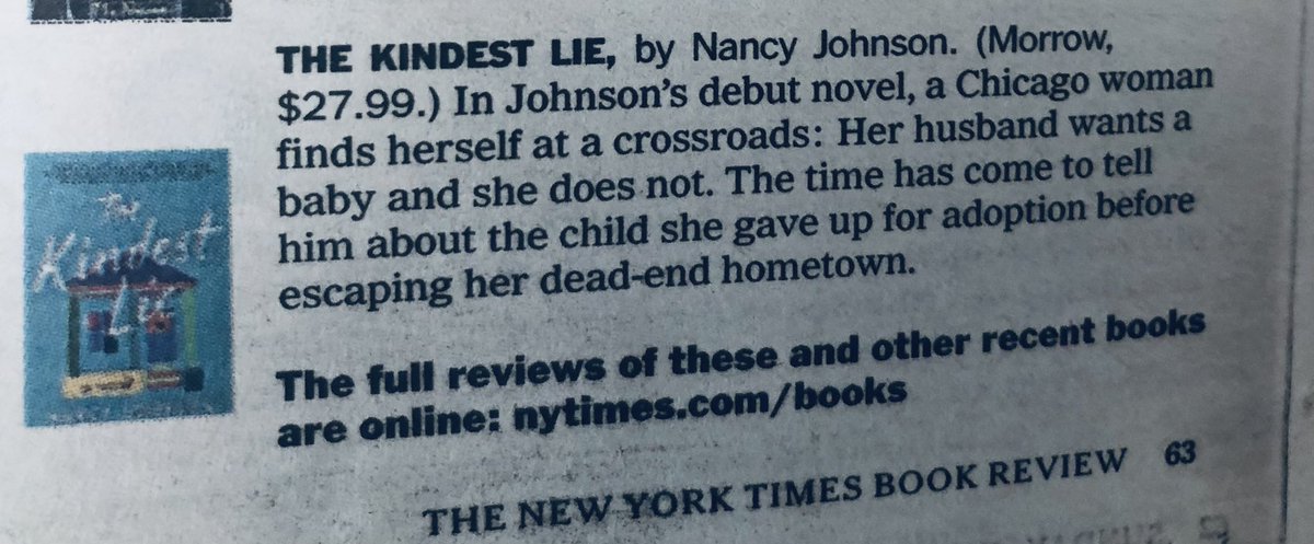 #thegiftthatkeepsongiving So thrilled that #thekindestlie is getting into more and more reader'shands!!! Congrats @NancyJAuthor on being a @nytimesbooks Editor's Pick!!!