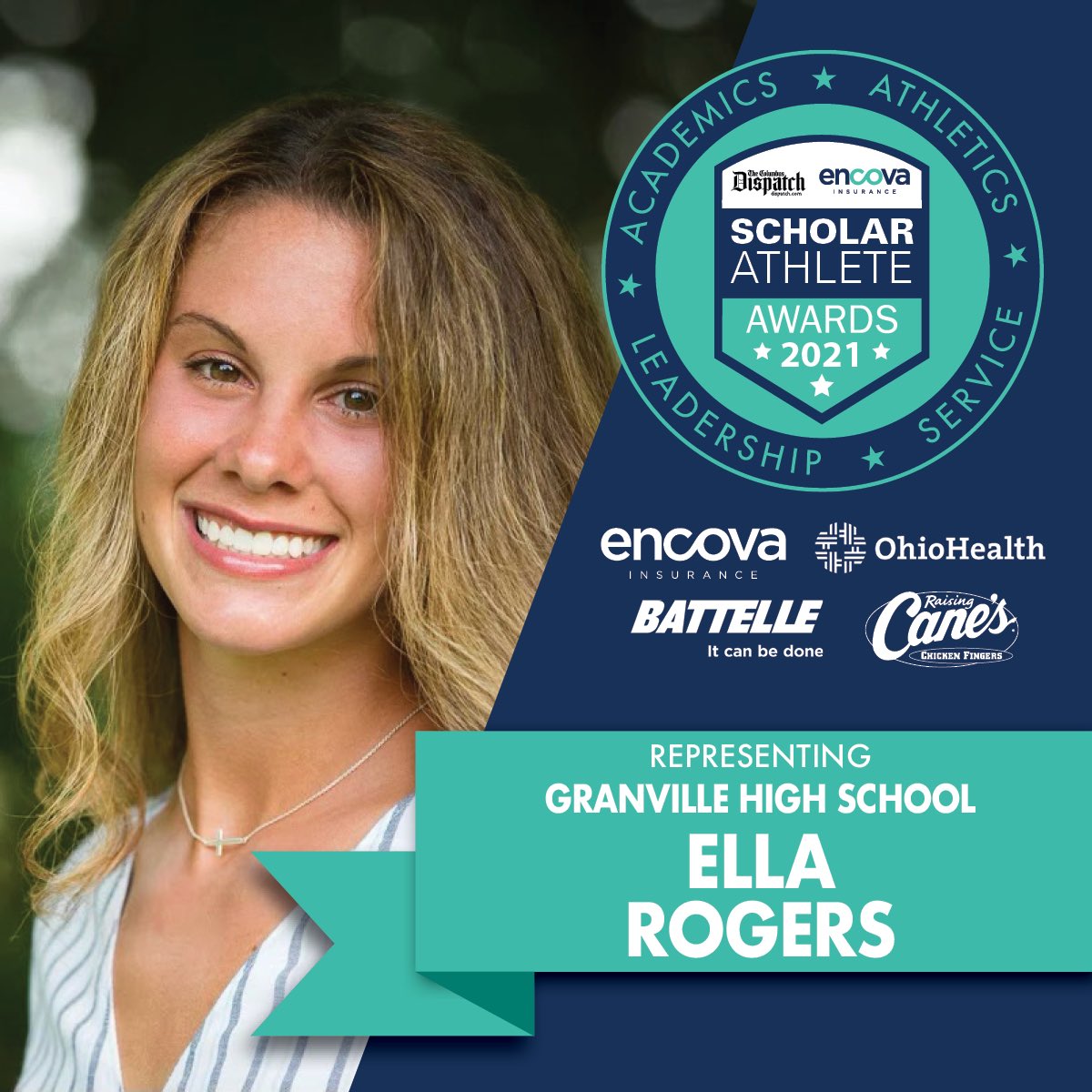 Congratulations to Ella Rogers on being named 2021 Columbus Dispatch Scholar Athlete Finalists!  

23 of the 204 finalists will be awarded scholarships on <a href="/10TV/">10TV</a> on June 12th at 7pm! 

Ella has represented Granville High School so well over the last 4 years! 

#BlueAces♠️