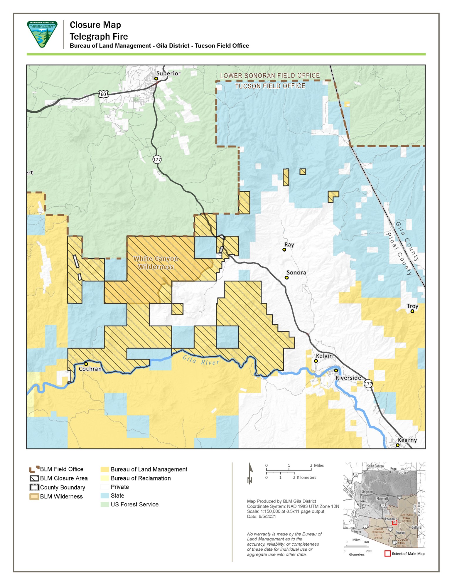Tucson Blm Land Map Bureau Of Land Management - Arizona Fire On Twitter: "Gid - #Telegraphfire:  A Fire Area Closure Has Been Implemented On Blm Managed Lands Associated  With The Fire. Https://T.co/Zj48L0I3Ee Https://T.co/X2Rbjbatk1" / Twitter