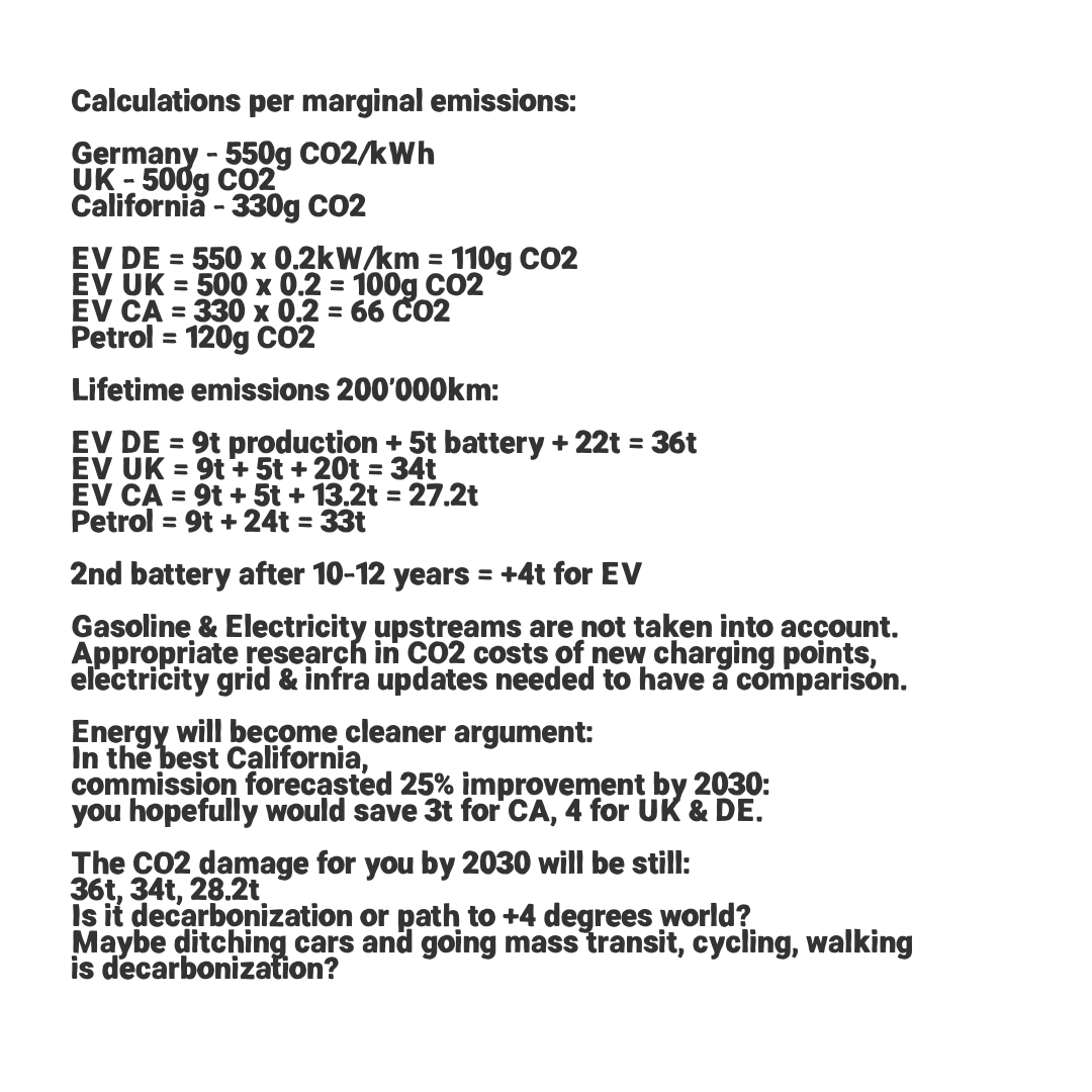 Is decarbonization with electric cars work?Or it is a path to +4C degrees world?Let's calculate! (Thread)Your damage is still 30t CO2 by 2030: