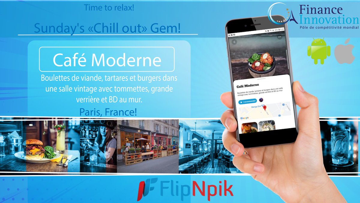 FlipNpik's tweet photo. Sunday’s «Chill out» Pik from Paris, France 🇫🇷
🥃 Café Moderne 🍖 in our free app!
🍻 Meatballs, tartars and burgers in a vintage room with tiled floors, a large glass roof and comic books on the wall.
#cafemoderne #ruekeller #paris #paris11 #bastille #parisjetaime #cocktails https://t.co/yRz9gETAF0