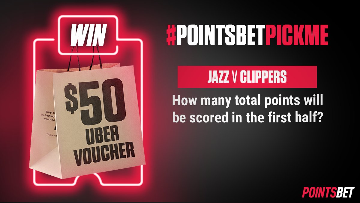 pointsbetcomau's tweet photo. 🙌 #PointsBetPickMe 🙌

How many points will be scored in the first half of the Jazz v Clippers game?
(E.g. 108 points)

First correct answer wins a $50 Uber voucher ✅

Must RETWEET and FOLLOW before tip-off to be eligible. One entry only. Full T&amp;Cs: https://t.co/X50hUn6fHJ https://t.co/ZAUiWqDxE1