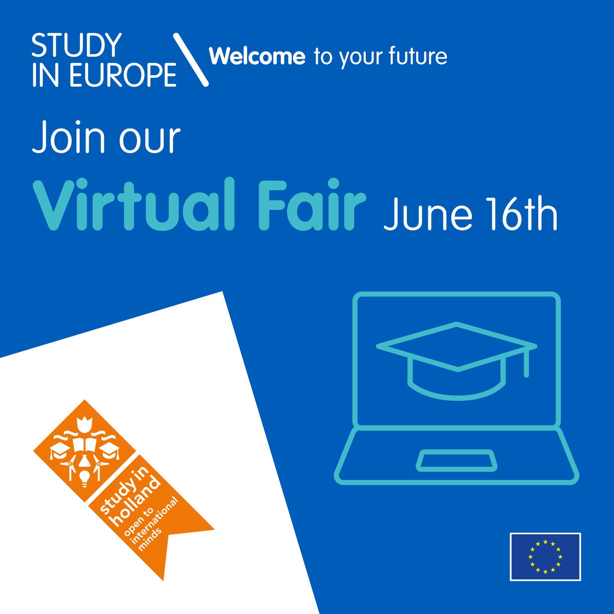 Join Study in Europe Virtual Fair on June 16! Learn about bachelor, master and PhD opportunities in 22 member states as well as Erasmus+! #studyineurope  
bit.ly/3uSb70o