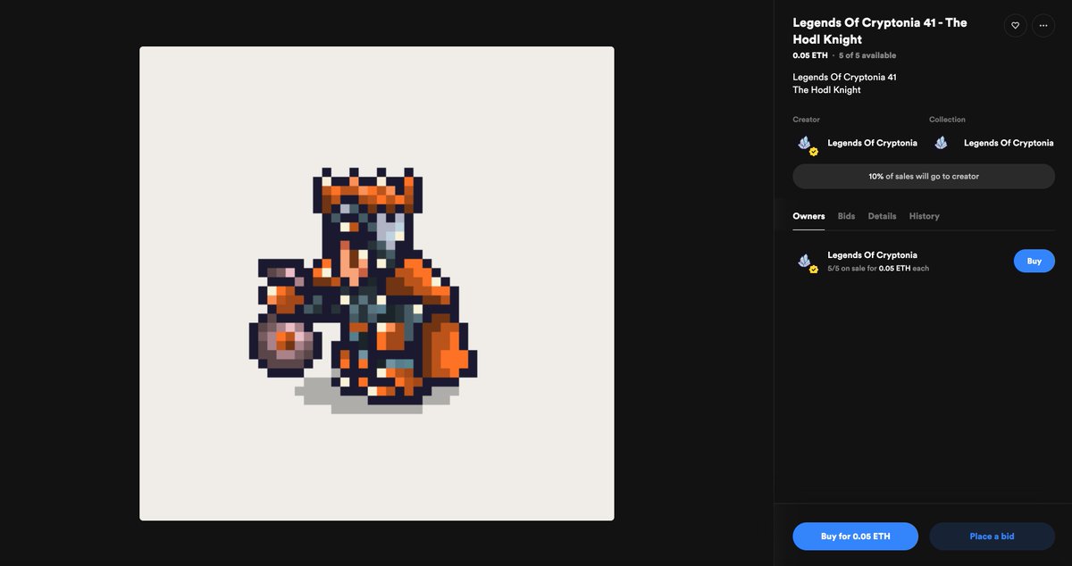 CryptoniaOf's tweet image. Legends Of Cryptonia 41 - The Hodl Knight

Collection - 2nd Gen.
Class - Knight
Capacity - Bag Of Coins
Rarity - Legendary 🔥

#NFT #RPG on @rariblecom
5ex - 0.05 ETH 
▶️rarible.com/token/0x876295…

---
Collection :
rarible.com/legendsofcrypt…
Website : 
legendsofcryptonia.com