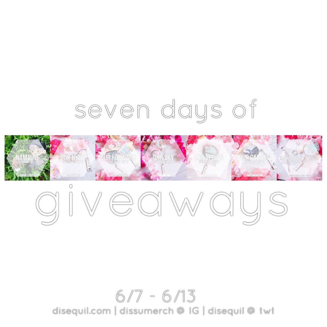 disequil's tweet photo. [ 🌱🌸 7 DAYS OF GIVEAWAYS ]

- open worldwide
- 6/7-6/13

🌱 prerequisites

- must be following me or @dissumerch 
- rtwt this post &amp; tag 2 friends
- comment below what day you’re looking forward to the most!

each day will have a separate post, will link ⬇️

#BTS8thAnniversary https://t.co/lUKL6mbIQz