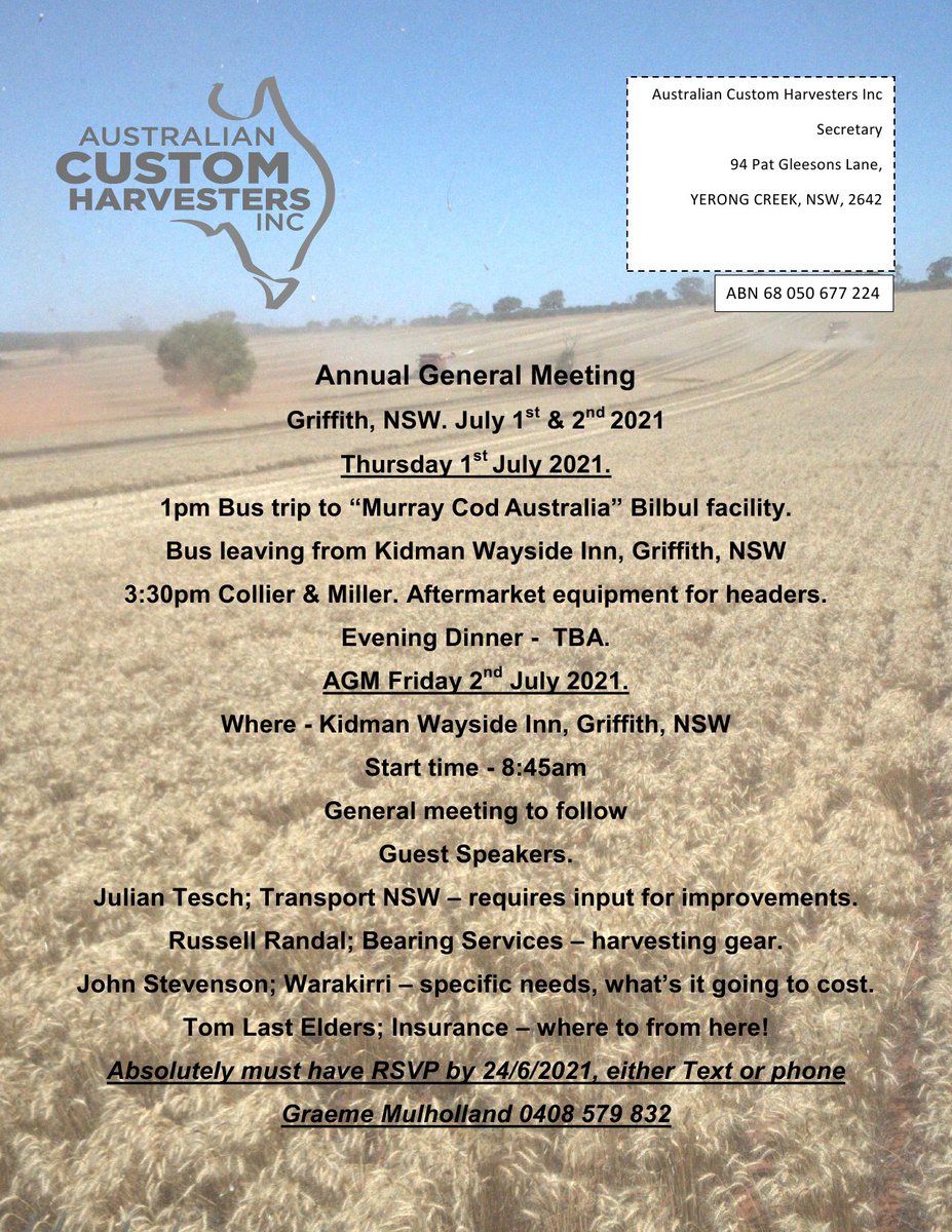 Australian Custom Harvesters (@ozharvesters) on Twitter photo After a years break due to #covid restrictions …… it’s on in #Griffith <a href="/CollierMiller1/">Collier&Miller</a> <a href="/TransportforNSW/">Transport for NSW</a> After a years break due to #covid restrictions …… it’s on in #Griffith <a href="/CollierMiller1/">Collier&Miller</a> <a href="/TransportforNSW/">Transport for NSW</a>