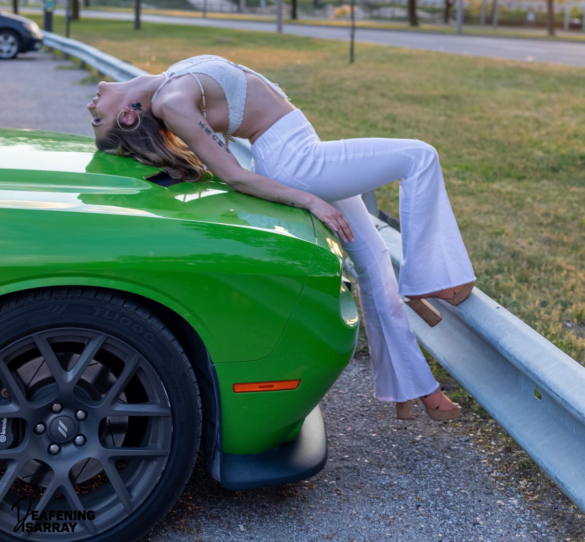 capturingdaze's tweet image. Love my new hood ornament!!  Model Kyra Ottier. Find her on IG. And me too. instagram.com/deafeningdisar… or instagram.com/gogreenhell