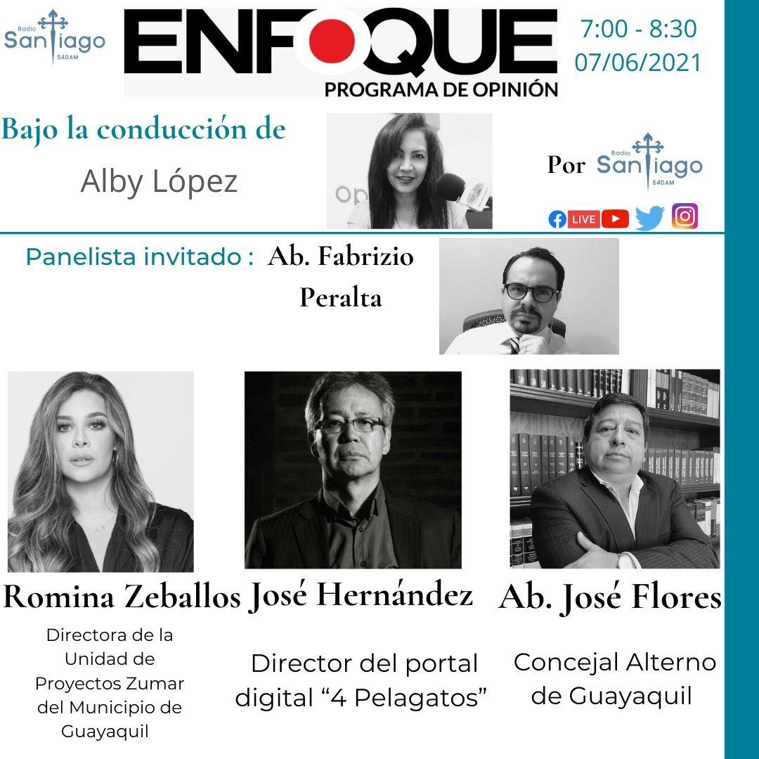 Los invitados de mañana en el programa Enfoque: <a href="/RominaZeballos_/">Romina Zeballos A</a> , Directora de la Unidad de Proyectos Zumar de la Municipalidad de Guayaquil; <a href="/Josernandez1/">José Hernández</a> , Director de <a href="/4pelagatos4/">4 Pelagatos</a>; y José Flores, Concejal Alterno de Guayaquil.

Sintoniza en 540am o en nuestras redes sociales.