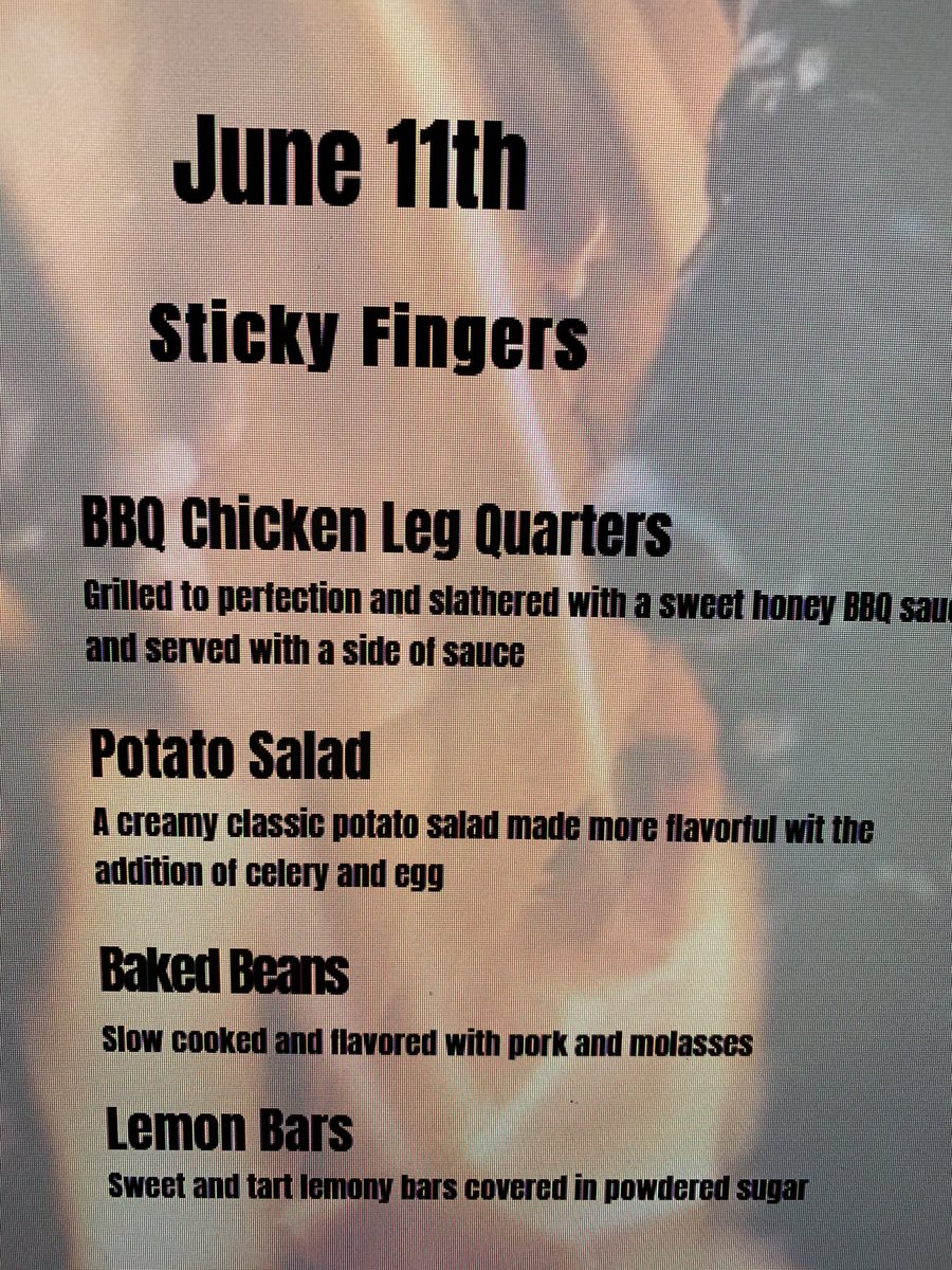 Our weekly meal for this week. Meal feeds 4-6 for $55 and a single is $11. Order by Wednesday at 4pm for Friday pickup or delivery. Pickup is at St. John’s Lutheran Church in Folcroft from 12p-2p. Address is 1500 Glen Avenue but we do the pickups in the parking lot behind church.