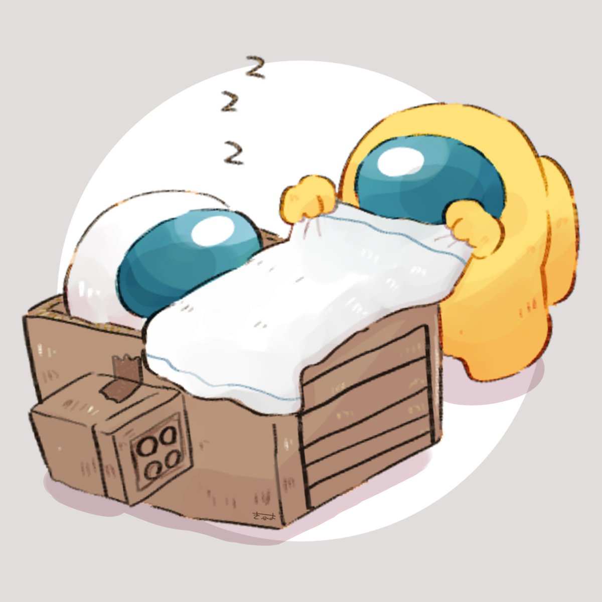 crewmate (among us) zzz box sleeping holding disembodied limb spacesuit multiple others  illustration images