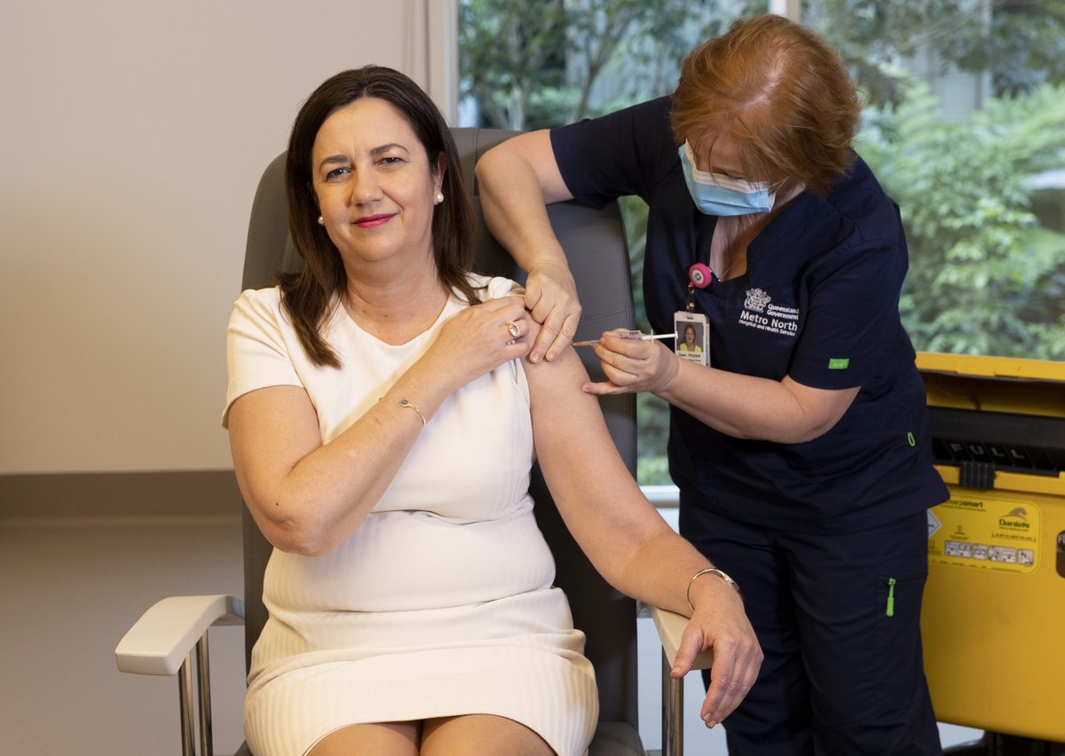 Queensland Premier Annastacia Palaszczuk has received her first COVID 19 vaccination
